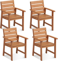 Tangkula Set of 2 Hardwood Patio Dining Chair, Wood Dining Armchairs with Breathable Slatted Seat & Inclined Backrest
