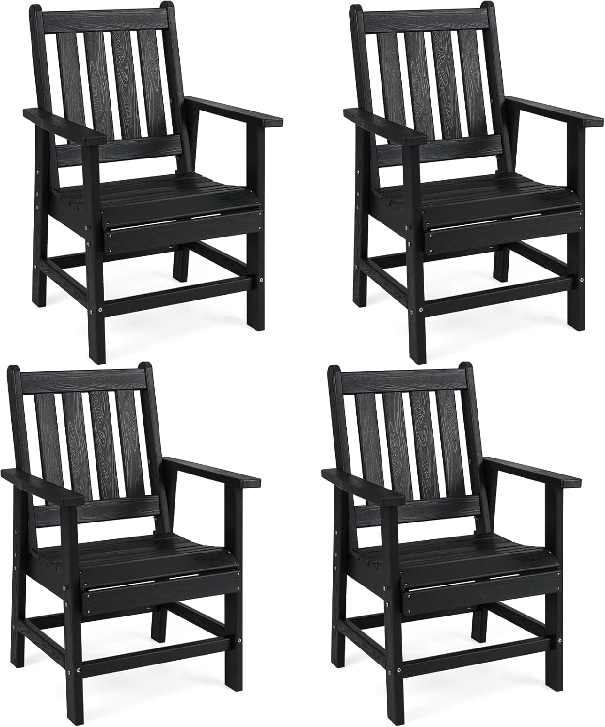 Tangkula HDPE Patio Dining Chairs Set of 2/4 with Wide Armrests