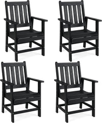 Tangkula HDPE Patio Dining Chairs Set of 2/4 with Wide Armrests