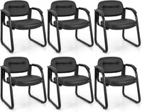 Tangkula Waiting Room Guest Chairs, Office Reception Chairs with Sled Base & Padded Arm Rest (Black)