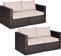 Wicker Loveseat 2 Piece, Patio Furniture Couch with Removable Cushions