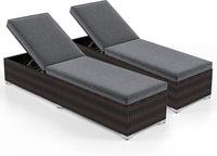 Tangkula Outdoor Chaise Lounge, Patio Wicker Lounge Chair w/ 4-Level Backrest, Heavy-Duty Metal Frame