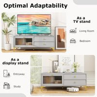 Tangkula Gray TV Stand for 55-Inch TV, 47.5” TV Console Table with Drawers