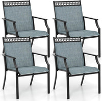 Tangkula Patio Dining Chairs Set of 2/4, All Weather Outdoor Chairs with High Back, Armrests