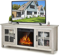 Tangkula 58 Inches TV Console with Fireplace Insert, Fireplace TV Stand for TVs up to 65 Inches