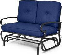 Tangkula Outdoor Swing Glider Chair , Patio Glider Bench for 2 Persons, Outdoor Rocking Loveseat with Steel Frame