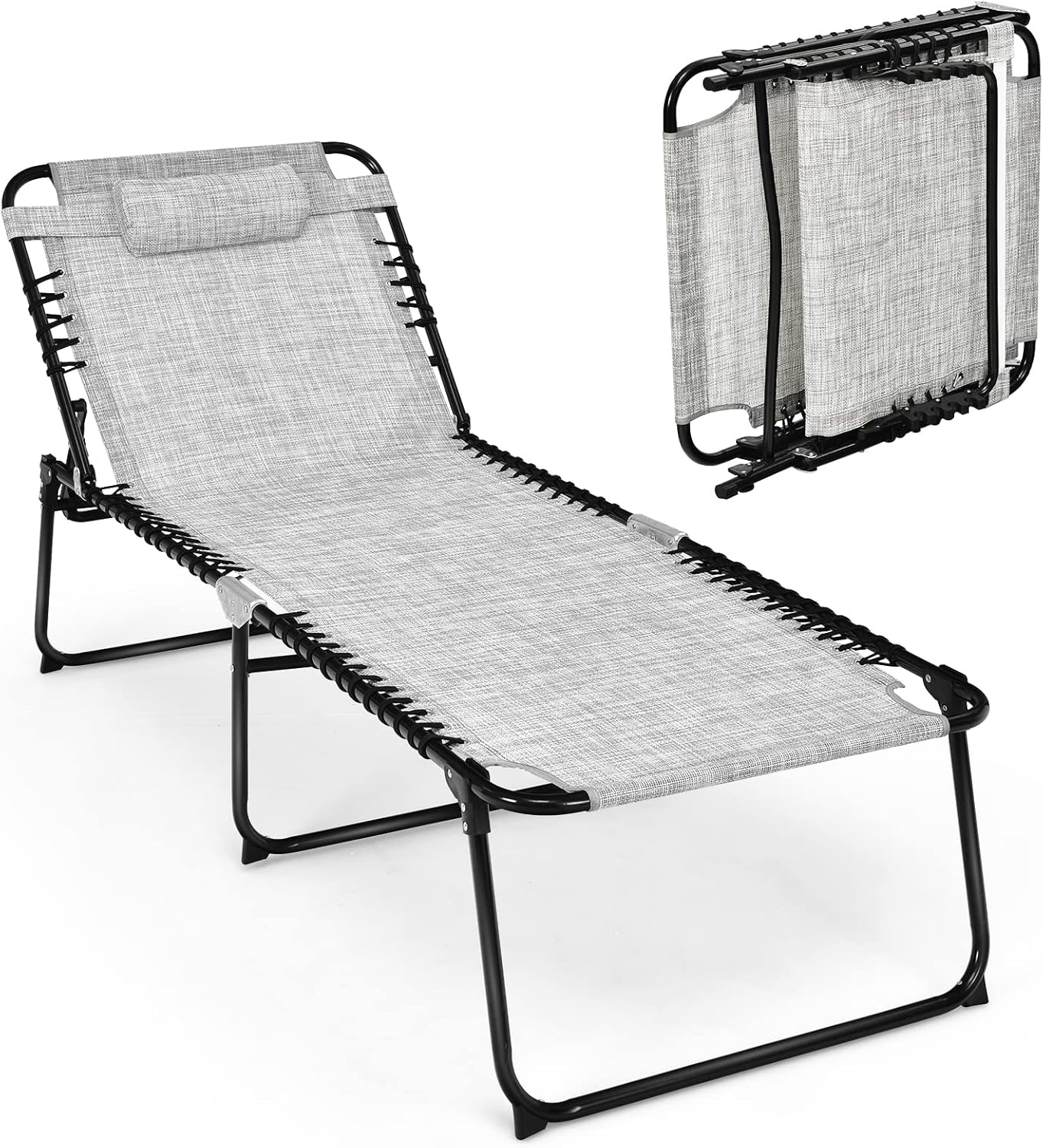 Tangkula Widen Folding Chaise Lounge Chair Set of 1/2