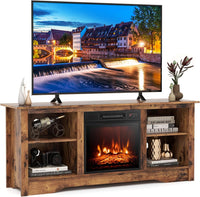 Tangkula TV Stand with 18” Electric Fireplace, for Flat Screen TVs Up to 65” with Adjustable Shelves