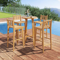 Tangkula Teak Wood Bar Stool, 30” Bar Chair with Footrest & Backrest