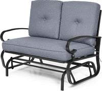 Tangkula Outdoor Swing Glider Chair , Patio Glider Bench for 2 Persons, Outdoor Rocking Loveseat with Steel Frame