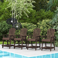 Tangkula Outdoor Bar Stool, HDPE Tall Adirondack Chair with Armrest & Footrest