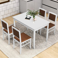 Tangkula 5-Piece Dining Table Set for 4, Farmhouse Solid Wood Dinette Set w/Rubber Wood Legs