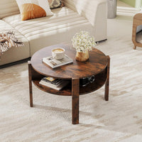 Tangkula 29.5”Round Coffee Table 2-Tier Circle Cocktail Center Table with Storage Shelves