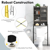 Tangkula Over The Toilet Storage Cabinet, Bathroom Space Saver Organizer Above Toilet with Double Doors & Metal Frame