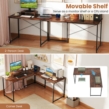 L-Shaped Computer Desk with Power Outlets