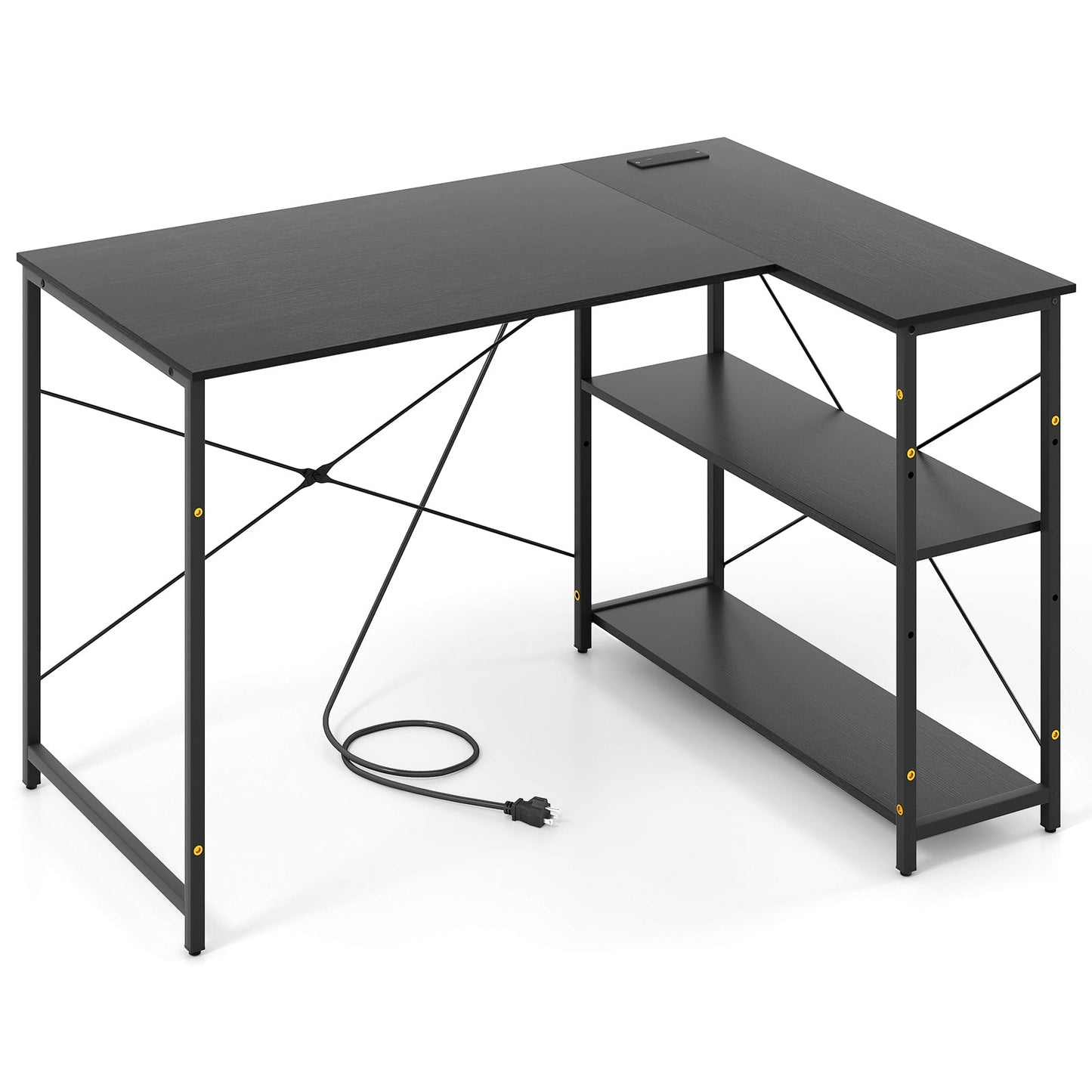 Tangkula L-Shaped Computer Desk with Reversible Shelves