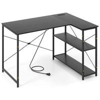 Tangkula L-Shaped Computer Desk with Reversible Shelves