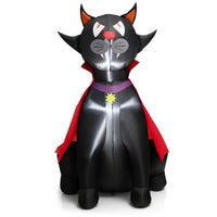 Tangkula 4.7 FT Halloween Inflatable Vampire Black Cat with Red Cloak, Blow-up Holiday Decoration with 2 Built-in LED Lights