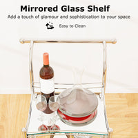 Tangkula Rolling Bar Cart, Metal Serving Cart with Tempered Glass, 3-Tier Glass Bar and Serving Cart