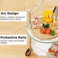 Tangkula Rolling Bar Cart, Metal Serving Cart with Tempered Glass, 3-Tier Glass Bar and Serving Cart