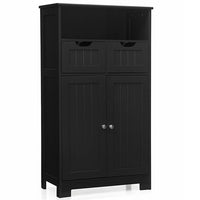 Tangkula Bathroom Floor Cabinet, Storage Cabinet w/One Open Shelf Two Doors and Two Adjustable Drawers, Standing Cupboard for Kitchen