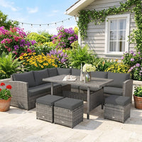 Ensemble de meubles de patio 7 pièces, ensemble de canapés d'extérieur en rotin avec coussins