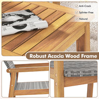Tangkula 4/8 Pieces Outdoor Furniture Set, Acacia Wood Frame Sofa Set w/Rattan Seat & Back