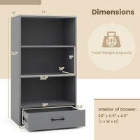 Tangkula 3 Tier Bookcase with Drawer, 48”Tall Freestanding Bookshelf