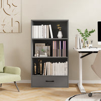 Tangkula 3 Tier Bookcase with Drawer, 48”Tall Freestanding Bookshelf