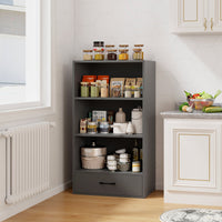 Tangkula 3 Tier Bookcase with Drawer, 48”Tall Freestanding Bookshelf