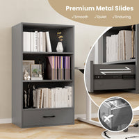 Tangkula 3 Tier Bookcase with Drawer, 48”Tall Freestanding Bookshelf