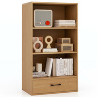 Tangkula 3 Tier Bookcase with Drawer, 48”Tall Freestanding Bookshelf