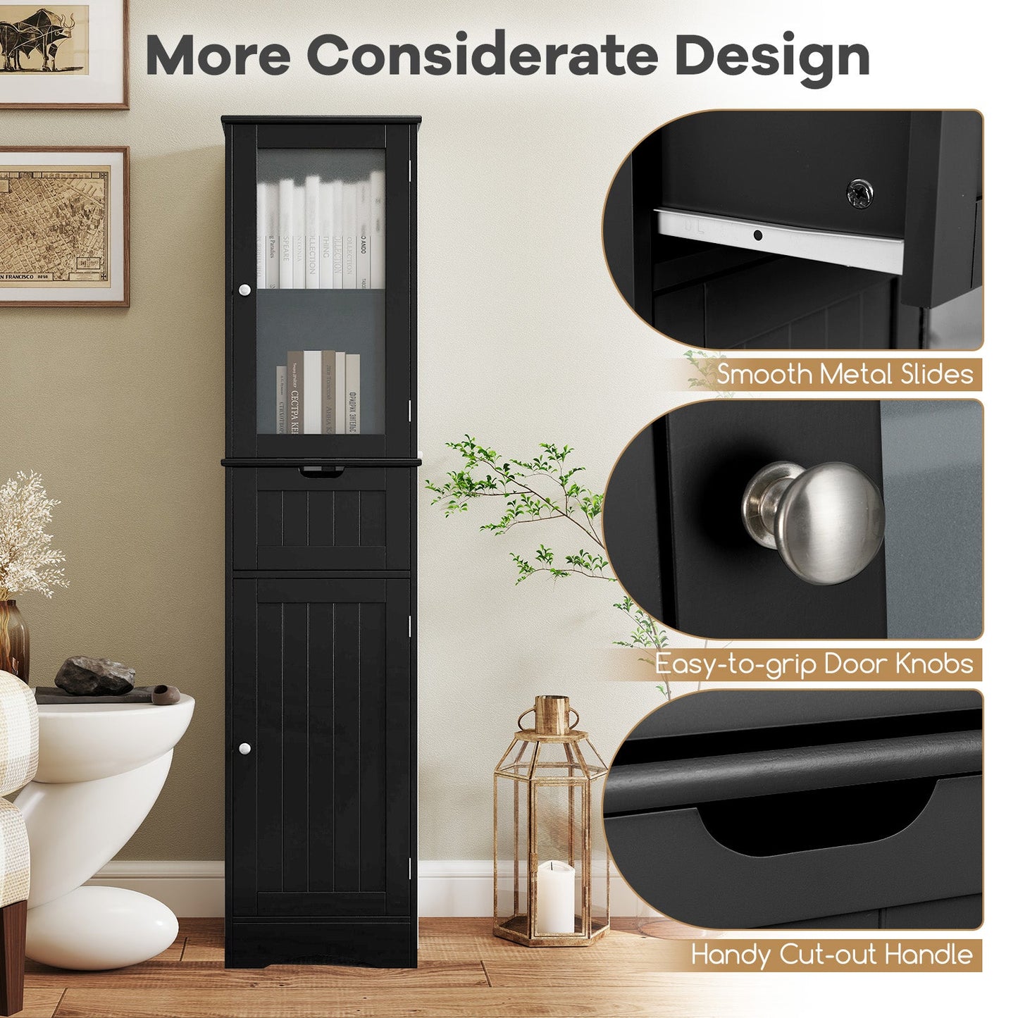 Tangkula 67" Tall Bathroom Cabinet, Narrow Storage Organizer