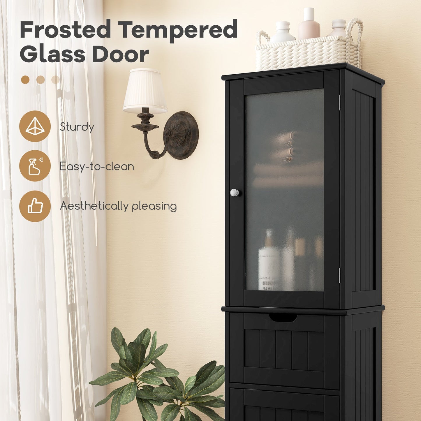 Tangkula 67" Tall Bathroom Cabinet, Narrow Storage Organizer