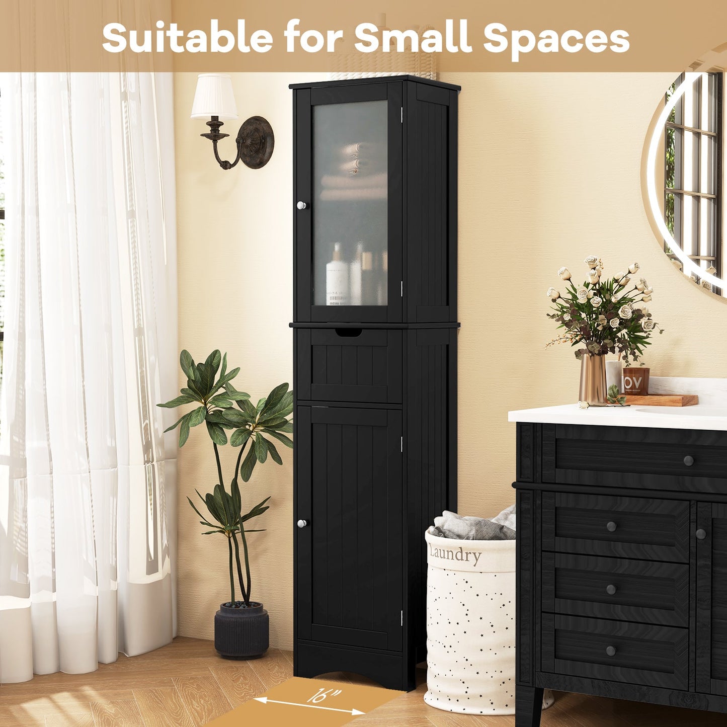 Tangkula 67" Tall Bathroom Cabinet, Narrow Storage Organizer
