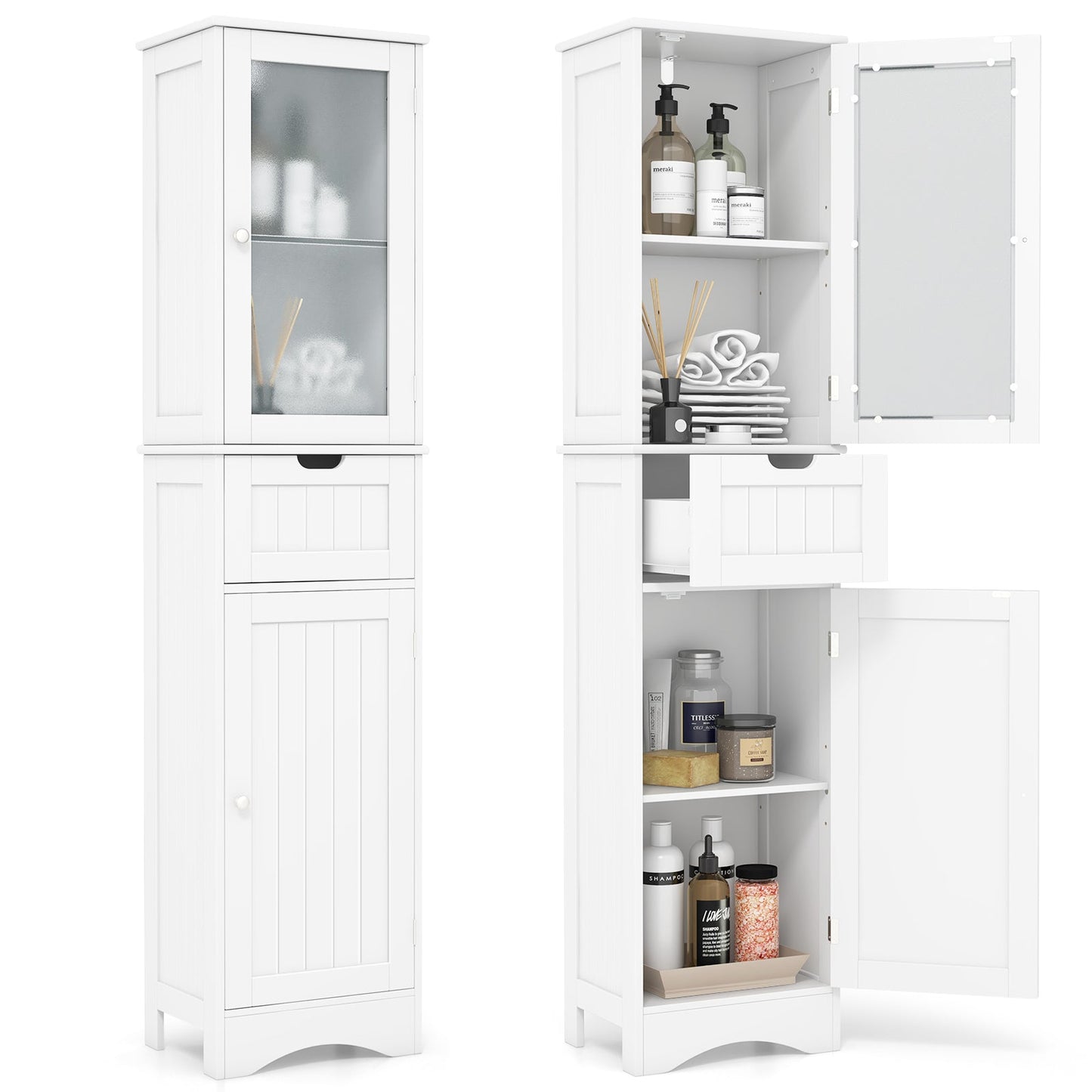 Tangkula 67" Tall Bathroom Cabinet, Narrow Storage Organizer