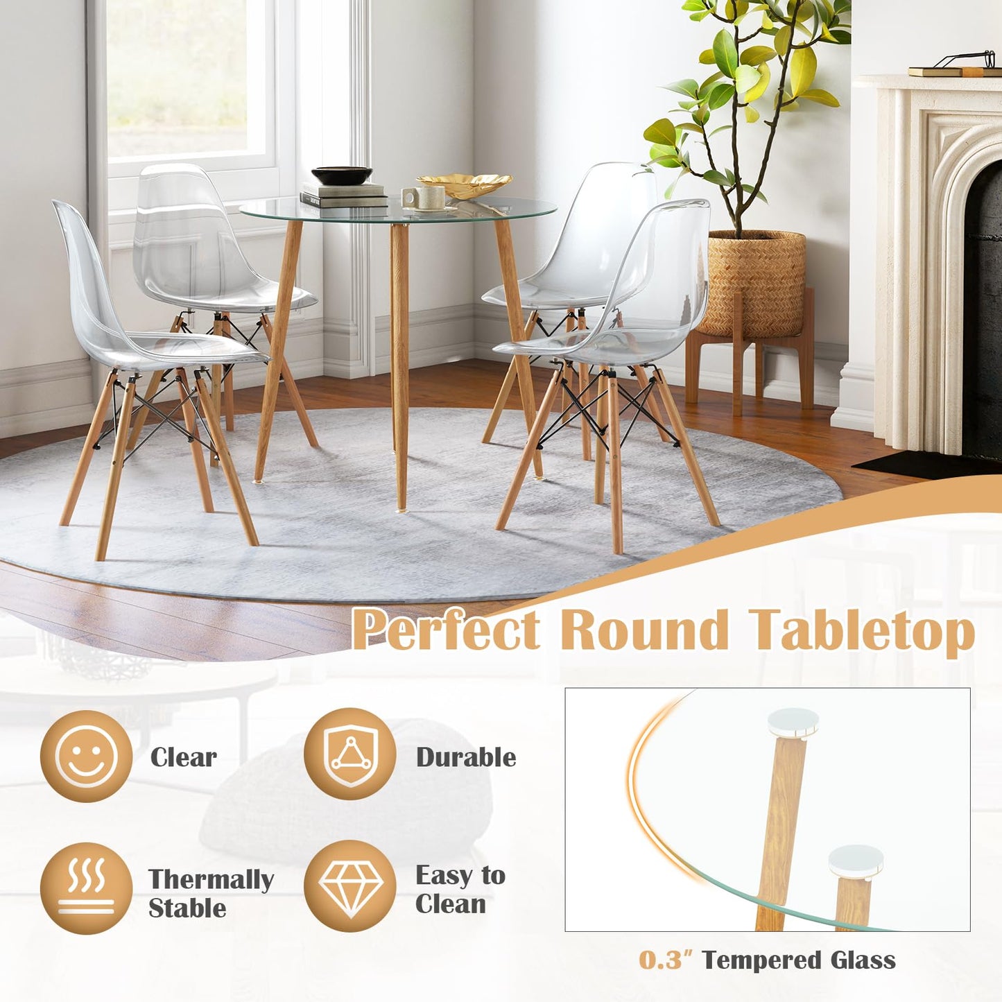 Tangkula 5-Piece Dining Table Set for 4, Kitchen Table Set with PET Seat