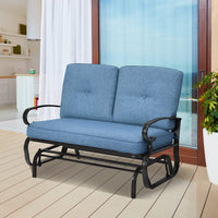 Tangkula Outdoor Swing Glider Chair , Patio Glider Bench for 2 Persons, Outdoor Rocking Loveseat with Steel Frame