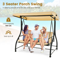 Tangkula 3 Seats Converting Patio Swing, Outdoor Porch Garden Canopy Swing with Comfortable Cushion Seats