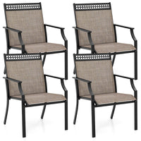 Tangkula Patio Dining Chairs Set of 2/4, All Weather Outdoor Chairs with High Back, Armrests