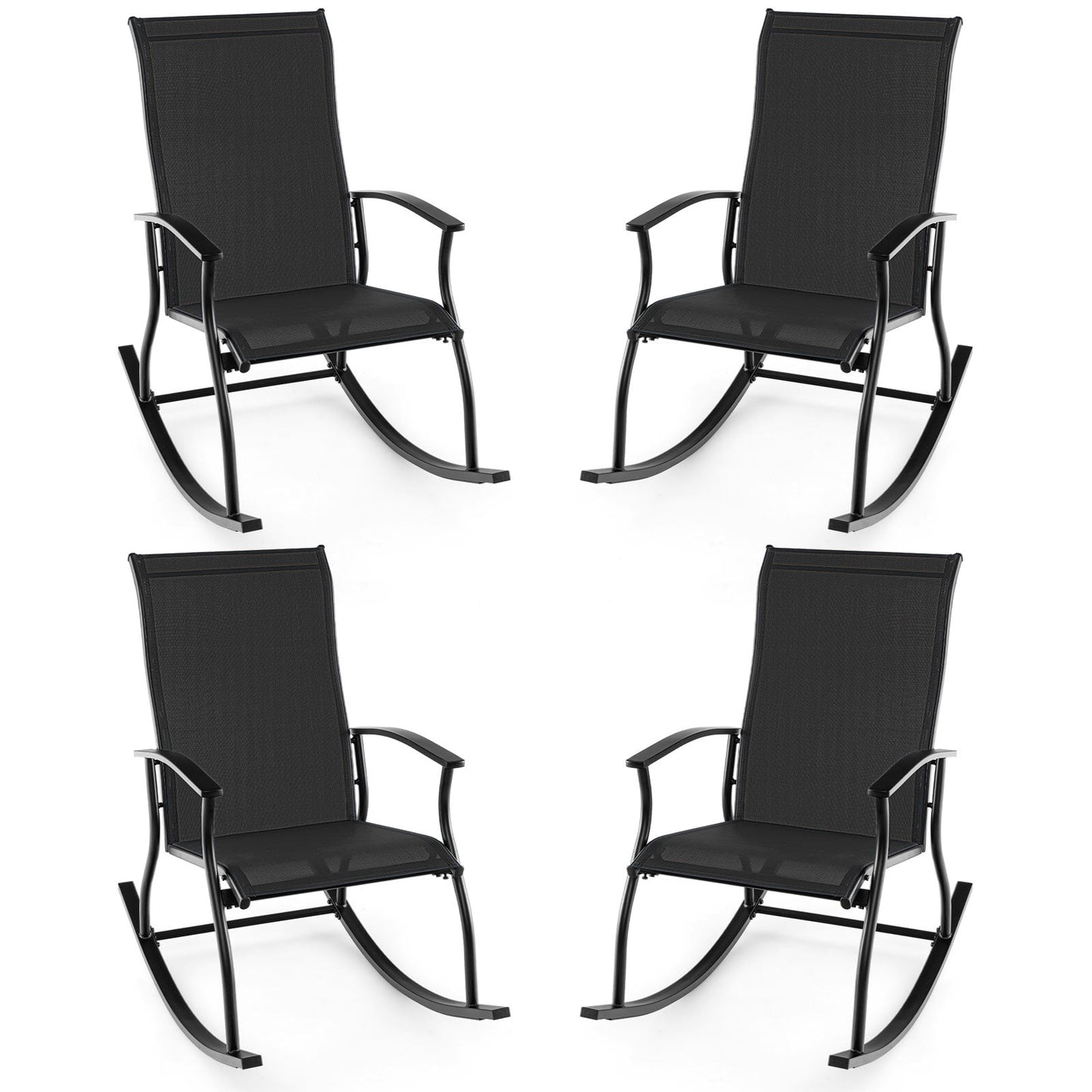 Tangkula Patio Rocking Chairs Set of 2/4, Outdoor Rocking Chair with Smooth & Safe Rocking Motion, Ergonomic Backrest