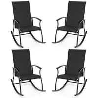 Tangkula Patio Rocking Chairs Set of 2/4, Outdoor Rocking Chair with Smooth & Safe Rocking Motion, Ergonomic Backrest