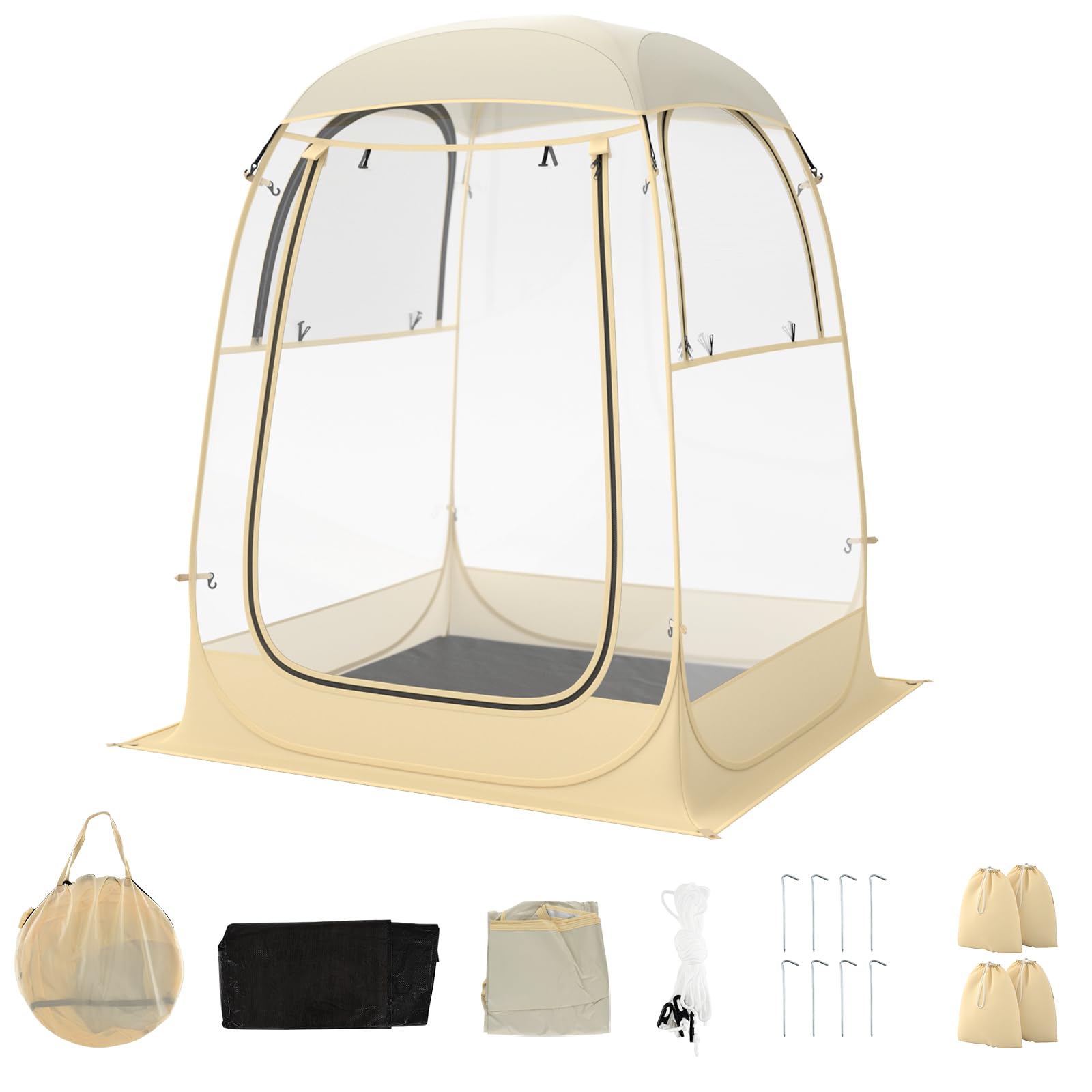 Tangkula All Weather Sports Tent for 1-2 People, Pop Up Instant Tent with Waterproof Tarp Floor