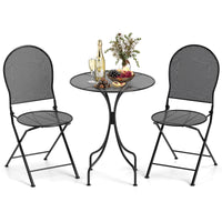 Tangkula 3 Pieces Patio Bistro Set, Metal Table and Folding Chair Set for 2
