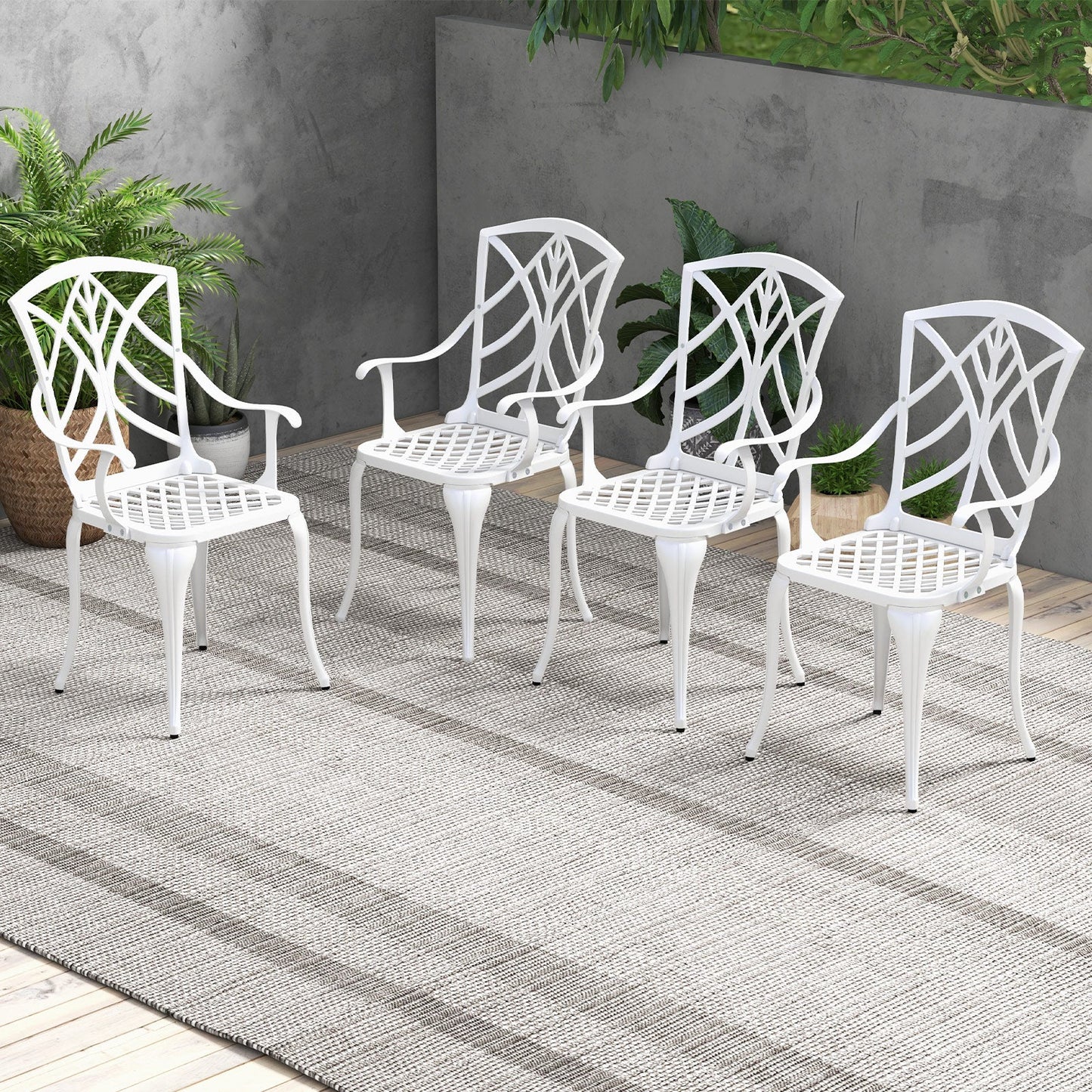 Tangkula Set of 4 Cast Aluminum Patio Dining Chairs