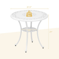 Tangkula 31.5” Cast Aluminum Patio Dining Table, Round Outdoor Bistro Table with 2” Umbrella Hole