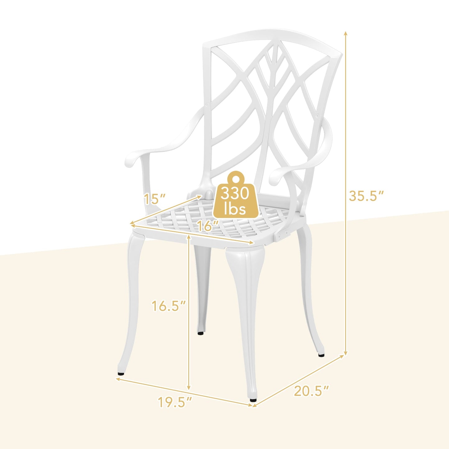 Tangkula Set of 4 Cast Aluminum Patio Dining Chairs