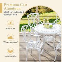Tangkula 31.5” Cast Aluminum Patio Dining Table, Round Outdoor Bistro Table with 2” Umbrella Hole