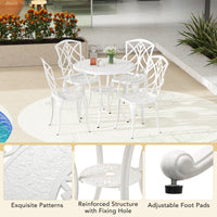 Tangkula 31.5” Cast Aluminum Patio Dining Table, Round Outdoor Bistro Table with 2” Umbrella Hole