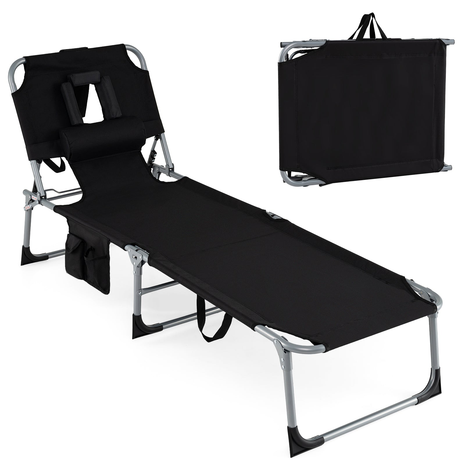 Chaise longue de plage avec trou pour le visage, pour l'extérieur au bord de la piscine